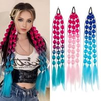 Synthetic Ponytail Extension Corlorful Bubble Braid Long Lantern Braided Ponytail Hair Tie Straight Hairpieces for Women