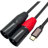 USBC to Dual XLR Audio Cable, Type C Male to 2 XLR Male Stereo Power Amplifier Braided Cable for Amplifier, Speaker, Mixer