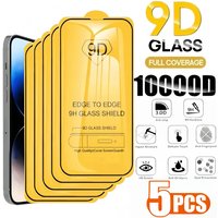 5PCS 9D Tempered Glass For iPhone17 16 14 11 13 12 15 Pro Max 17 Air 6 7 8 Plus 16E 13 12 Mini XR XS Max X SE Protective Glass