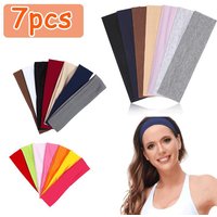 7PCS Solid Color Elastic Sports Headband with Wide Rim Yoga Sweat Wicking Headband Fashion Headband Hair Accessory 20cm Length