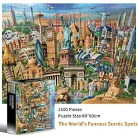 80*60cm Adult 1500pcs Paper Jigsaw Puzzle The World's Famous Scenic Spots Landscape Paintings Stress Reducing Toy Christmas Gift