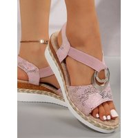Snake Print Platform Sandals Women 2026 Summer Metal Decoration Wedges Comfort Casual Heels Gladiator Shoes