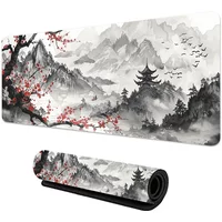 Sakura Scenery Ink Mouse Pad Anti-Slip Rubber Gaming Carpet Small 25X29CM to Large 100x50CM Desk Mat Thick Seam Edge for Office