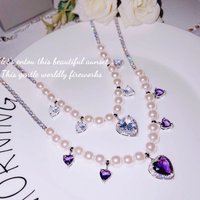 Exquisite pearl necklace, ladies' luxurious and fashionable earrings, heart-shaped rings, high-quality and premium jewelry sets