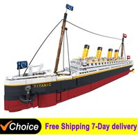 1507Pcs new large-scale Titanic creative model building block set, adult challenge huge Titanic cruise ship model building Toys