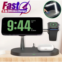 Magnetic Wireless Chargers 5 in 1 For iPhone 17-12, for Air pods Pro, for Series 1-11/SE 1-3/Ultra,With night light,Fast charger