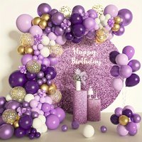 131 Pieces Purple White Balloons Arches Wreath Set Suitable for Birthdays Baby Pies Weddings Mother's Day Pies