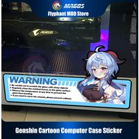 Genshin Cartoon Computer Case Sticker 35*18cm Side Transparent Glass Anime Desktop Host Comic Paste Decoration Customization