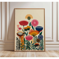 Colorful Botanical Wall Art Print, Modern Floral Poster, Vibrant Flower Artwork for Living Room or Bedroom Decor
