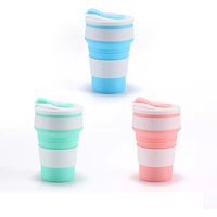 12 Oz Reusable Silicone Collapsible Cups with Lid for Camping 350ml 500ml Portable Folding Coffee Cups for Travel