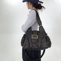 Y2K vintage vintage vintage hot girl tote bag with rivets, street style personalized single shoulder crossbody bag