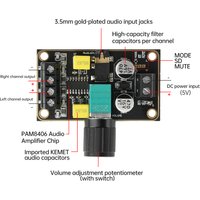 PAM8406 Digital Power AMP Module 5Wx2 Dual Channel Audio Stereo Amplify Board DC 5V Class D for Speaker Sound System DIY