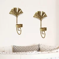 Leaf Wall-mounted Candlestick Romantic Candle Holder Luxury Metal Aromatherapy Sconce Bedroom Iron Art Wall Hanging Decoration