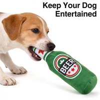 Squeaking Dog Toy Realistic Beer Bottle Shape Interactive Play Bite Resistant Wear Resistant Easy To Clean for Small Medium Dogs