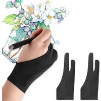 2-Finger Anti Touch Gloves for iPad/Drawing Tablet - Digital Art Glove w/Smooth Nylon Fiber | Prevent Smudges on Screen & Paper