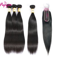 Straight Tissage Cheveux Humain 100% Mèches Cheveux Humain Avec Closures 2X6 Closure Cheveux Humain Avec Tissage Humain Hair Bundles With Closure Livraison 1-3 Jours France