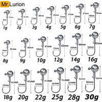 MrLurion 1g 2g 3g 4g 5g 10g 20g 22g 25g 28g fishing jig head hook , rigging hook for crank soft grub worm lure bait sharp hooks