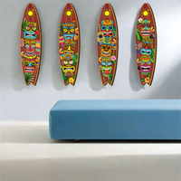 Ocean Theme Wooden Surfboard Wall Ornaments Retro Hawaiian Style Surfboard Hanging Sign Funny Beach Ocean Surfboard Decor