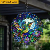 1pc Color- Hummingbirds in Flight 3D Rotating Wind Spinner - Heavy-Duty Iron Hook, Spinning Motion Suitable for Christmas