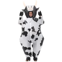 Cute Inflatable Cow Costume Blowing Up Costume Performance Props Full Body Wear-on Costumes Easter Theme Farm Party Costumes