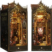 DIY Book Nook Kit 3D Wooden Puzzle Miniature Doll House Toy Assembly Model Building Bookends Bookshelf Insert Decor Xmas Gifts