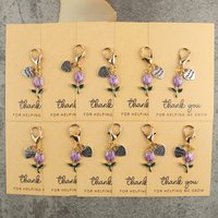 5/10Pieces2DPurple Tulip Keychain Set with Thank You Card,Stylish and important addition,The ideal thank-you gift for a wedding,