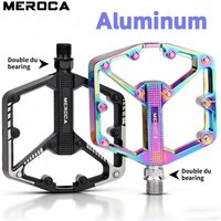MEROCA aluminum bicycle pedals Double DU Sealed bearing Anti slip Mountain Road Ultralight bicycle Pedals Color black mtb pedals