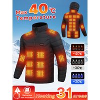 Smart Heated Jacket with 32 Heating Areas,4 Switches 3 Heat Settings Max 45Celsius,for Outdoor Activities and Winter Hiking Ski