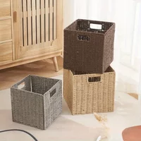 Imitation Rattan Storage Basket,Fold Simple Dirty Clothes and Underwear Storage Basket,Underwear Storage Basket