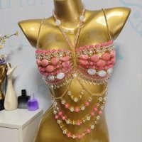 New Acrylic Handmade Bead Chest Chain Hollow Camisole Vest For Women'S Beach Party Sexy Multi-Layer Bead Decoration