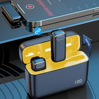 Wireless Lavalier Microphone with Charging Case Mini Microphone with Noise-canceling Function to Record Videos During Meetings