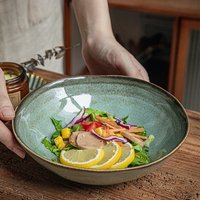 Vintage Kiln Transmutation Ceramic Bowl Retro Salad Pasta Bowl Large Capacity Porcelain Soup Bowls Aesthetic Tableware Gift