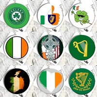 1pc Ireland Flag Irish Harp Erin Go Bragh Cartoon Style Badge Brooches On Backpack Decoration Round Enamel Pins For Accessorys