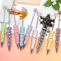 Iridescent Chain DIY Bead Pen – Full Rhinestone and Pearl Trim Ballpoint Pen for School, Office & Gifts