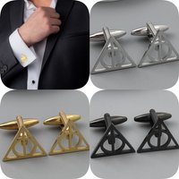 Punk triangle round stainless steel 18K gold-plated cufflinks, silver French shirt buttons, suit wedding accessories