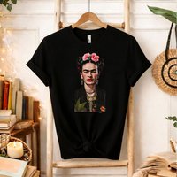 Frida Kahlo Artistic Floral Portrait Iconic Mexican Art Inspired Tee Bohemian Lover Gift for Culture Enthusiasts Graphic Tshirts