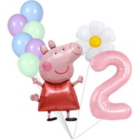 Peppa Pig Theme Aluminum Foil Balloons 1-9 Number Set Kids Birthday Party Baby Shower Decorations Gifts