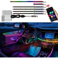 6/10 in 1 Full Color Streamer Car Ambient Light RGB 72 Colorful LED Neon Interior Rainbow Acrylic Symphony Light Decor strip