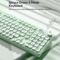 Eweadn V102air Tri Mode Wireless Wired Keyboard And Mouse Set Silent Rgb Backlit 5000Mah Multifunction Knob Green Gaming Office