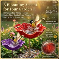 New Metal Flower Garden Stake Pollinator Friendly Water Feeder Outdoor Bird Bath with Stake Bee Watering Station for Garden Bird