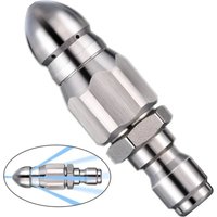 1/4" Stainless Steel High Pressure Washer Nozzle, Water Jet Sewer Drain Cleaner Tool with Quick Plug for Hose