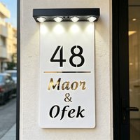Custom Solar Powered House Number Sign Carved Hollow Out with Light Complete Set Door Plate for Home Outdoor Decoration