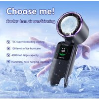 Portable Cooling Handheld Fan 100-Speed Turbo Wind Semiconductor Cooler 4000mAh LED Display USB Rechargeable New