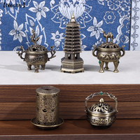 Alloy Lucky Incense Burner Bowl Incense Holder With Handle Yoga Meditation Home Office Decor Ancient Style For Relaxation〔Nest〕