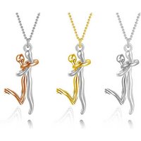 2025 Chic Black Hug Pendant Necklace for Couples - Elegant Love Symbol, Perfect for Party & Daily Wear