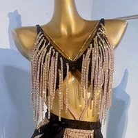 Latin Dance Competition Women's High-end Custom Two-color Design Sexy Dress Clothing High Flash Rhinestone Dress