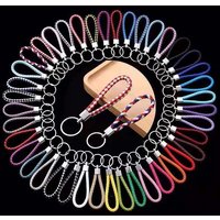 50pcs Wholesale PU Leather Braided Woven Rope Keychain DIY Bag Pendant Key Chain Key Car Trinket Keyring Men Women Gift Jewelry