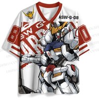 Men's New Gundam Barbatos Jersey Short Sleeve Mobile Suit Gundam Iron-Blooded Orphans Anime Mecha Fan Casual Streetwear