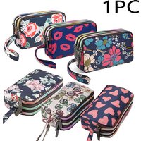 New Nylon Coin Purse Triple Zipper Cell Phone Pouch Handbag for Storing Keys and Cards
