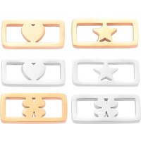10Pcs/lot Polished Stainless Steel Four-leaf Clover Star Love Small Charm Hollow Connector For DIY Bracelet Jewelry Making